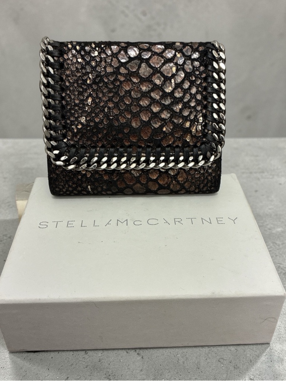 Rare Stella McCartney Falabella Faux Snakeskin Compact Wallet w/ box NWOT